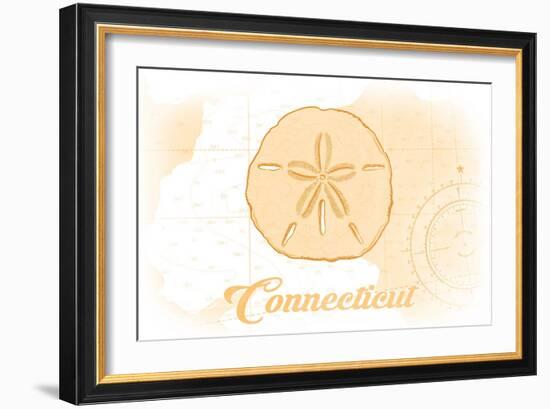 Connecticut - Sand Dollar - Yellow - Coastal Icon-Lantern Press-Framed Premium Giclee Print