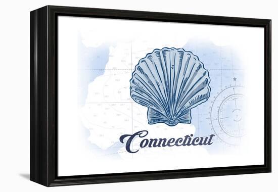 Connecticut - Scallop Shell - Blue - Coastal Icon-Lantern Press-Framed Stretched Canvas