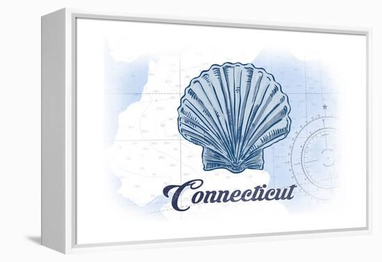 Connecticut - Scallop Shell - Blue - Coastal Icon-Lantern Press-Framed Stretched Canvas