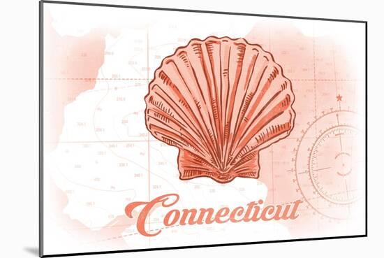 Connecticut - Scallop Shell - Coral - Coastal Icon-Lantern Press-Mounted Art Print