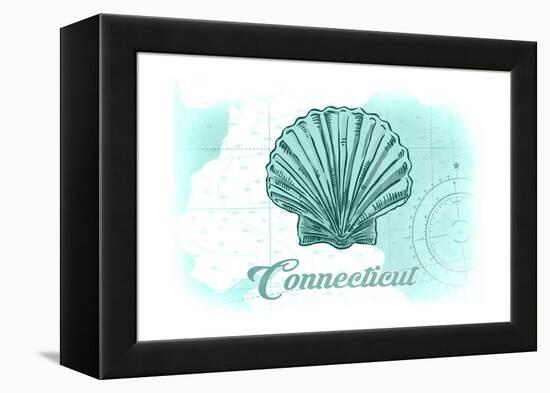 Connecticut - Scallop Shell - Teal - Coastal Icon-Lantern Press-Framed Stretched Canvas