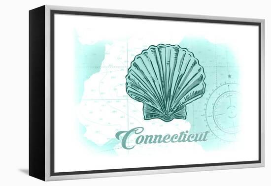 Connecticut - Scallop Shell - Teal - Coastal Icon-Lantern Press-Framed Stretched Canvas