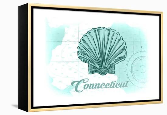 Connecticut - Scallop Shell - Teal - Coastal Icon-Lantern Press-Framed Stretched Canvas