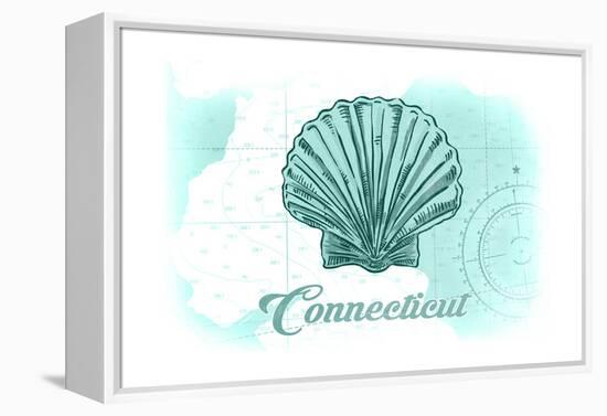 Connecticut - Scallop Shell - Teal - Coastal Icon-Lantern Press-Framed Stretched Canvas