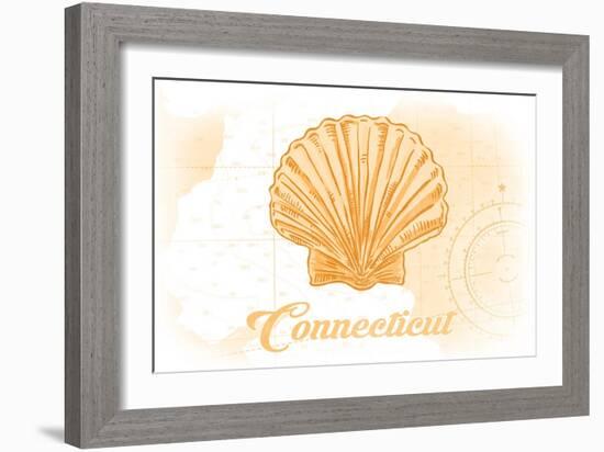 Connecticut - Scallop Shell - Yellow - Coastal Icon-Lantern Press-Framed Art Print