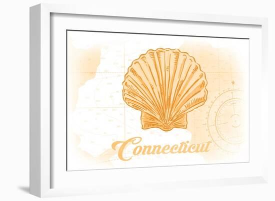 Connecticut - Scallop Shell - Yellow - Coastal Icon-Lantern Press-Framed Art Print