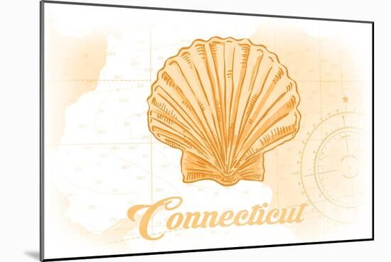 Connecticut - Scallop Shell - Yellow - Coastal Icon-Lantern Press-Mounted Art Print