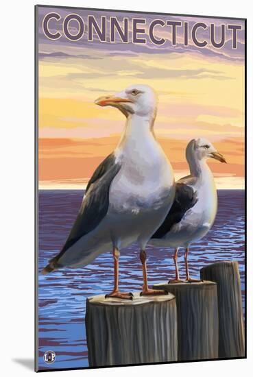 Connecticut - Sea Gulls Scene-Lantern Press-Mounted Art Print