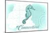 Connecticut - Seahorse - Teal - Coastal Icon-Lantern Press-Mounted Art Print