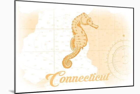 Connecticut - Seahorse - Yellow - Coastal Icon-Lantern Press-Mounted Art Print