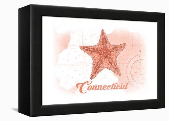 Connecticut - Starfish - Coral - Coastal Icon-Lantern Press-Framed Stretched Canvas