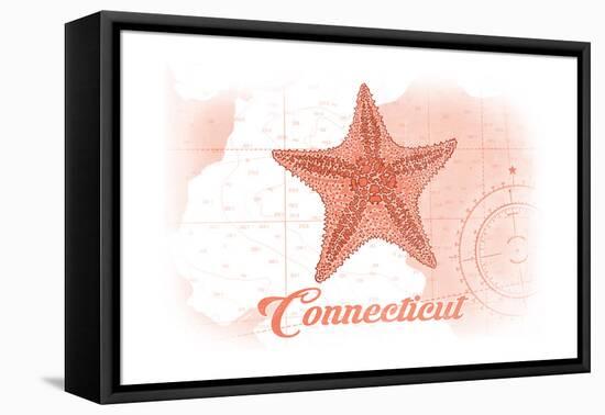 Connecticut - Starfish - Coral - Coastal Icon-Lantern Press-Framed Stretched Canvas