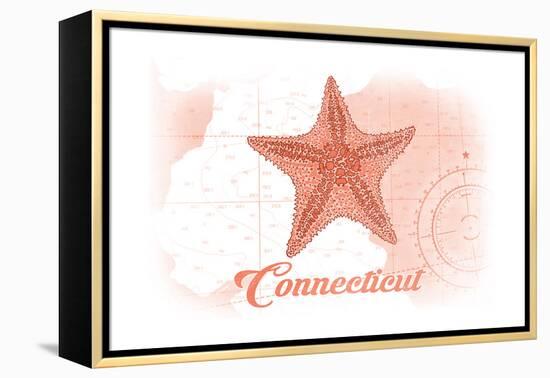 Connecticut - Starfish - Coral - Coastal Icon-Lantern Press-Framed Stretched Canvas