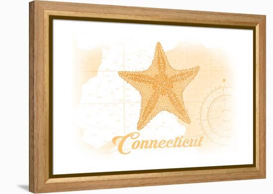 Connecticut - Starfish - Yellow - Coastal Icon-Lantern Press-Framed Stretched Canvas