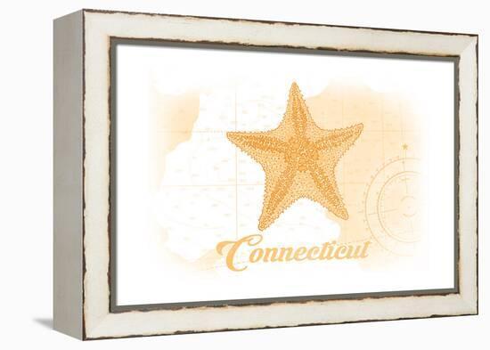 Connecticut - Starfish - Yellow - Coastal Icon-Lantern Press-Framed Stretched Canvas