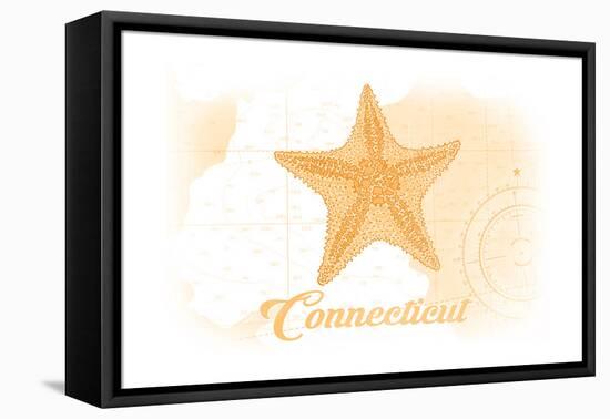 Connecticut - Starfish - Yellow - Coastal Icon-Lantern Press-Framed Stretched Canvas