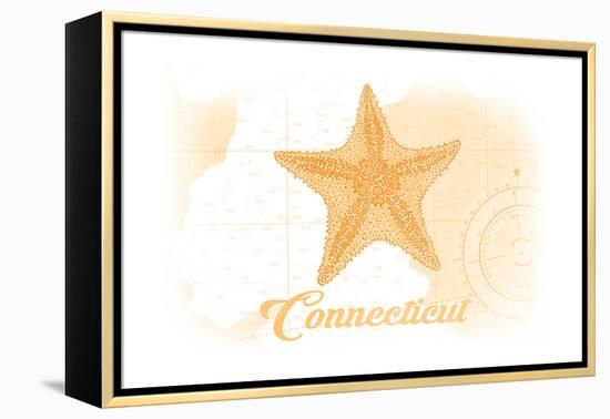 Connecticut - Starfish - Yellow - Coastal Icon-Lantern Press-Framed Stretched Canvas