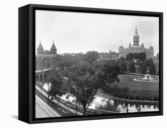 Connecticut State Capitol and Bushnell Park-null-Framed Premier Image Canvas