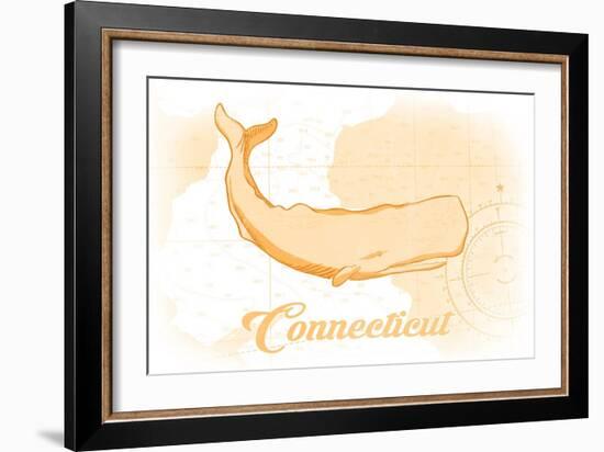 Connecticut - Whale - Yellow - Coastal Icon-Lantern Press-Framed Art Print