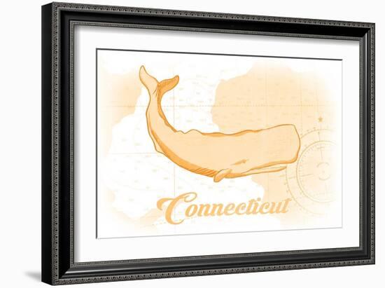 Connecticut - Whale - Yellow - Coastal Icon-Lantern Press-Framed Art Print