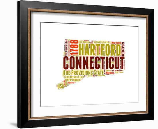 Connecticut Word Cloud Map-NaxArt-Framed Art Print