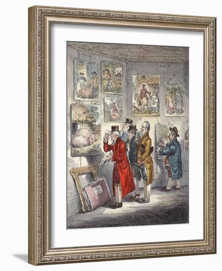 Connoisseurs Examining a Collection of George Morland's Paintings-James Gillray-Framed Giclee Print