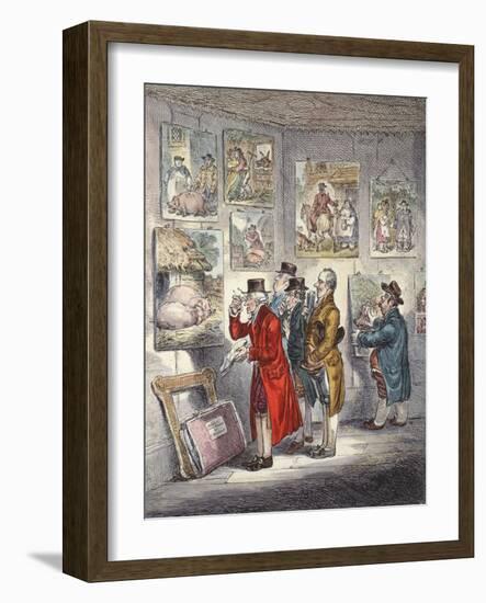 Connoisseurs Examining a Collection of George Morland's Paintings-James Gillray-Framed Giclee Print