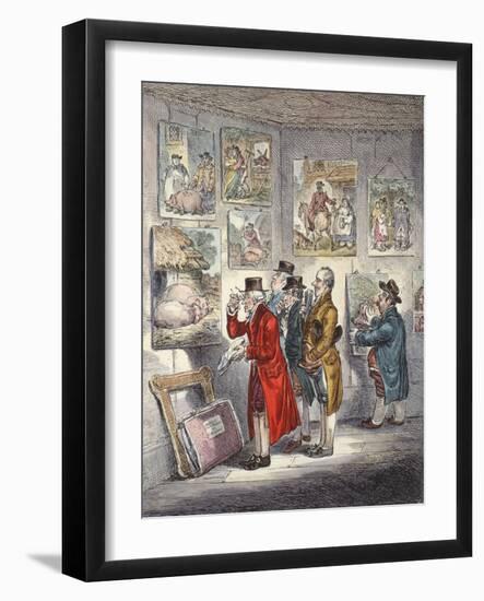 Connoisseurs Examining a Collection of George Morland's Paintings-James Gillray-Framed Giclee Print