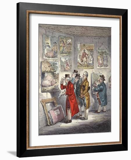 Connoisseurs Examining a Collection of George Morland's Paintings-James Gillray-Framed Giclee Print