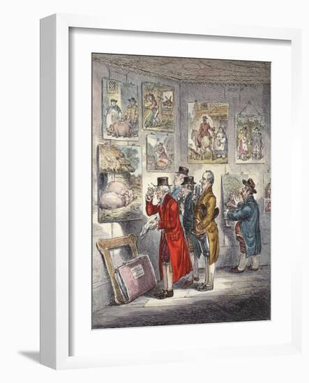 Connoisseurs Examining a Collection of George Morland's Paintings-James Gillray-Framed Giclee Print