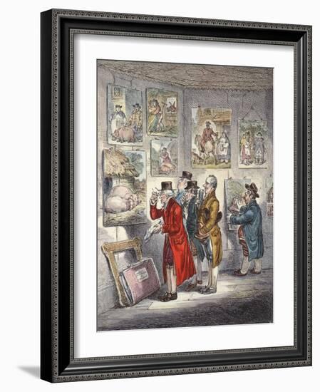 Connoisseurs Examining a Collection of George Morland's Paintings-James Gillray-Framed Giclee Print