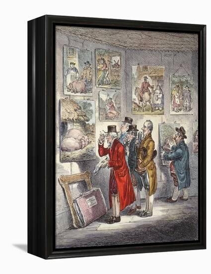 Connoisseurs Examining a Collection of George Morland's Paintings-James Gillray-Framed Premier Image Canvas