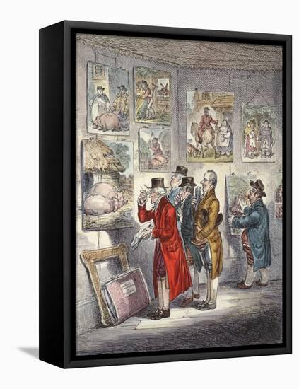 Connoisseurs Examining a Collection of George Morland's Paintings-James Gillray-Framed Premier Image Canvas