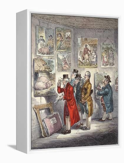 Connoisseurs Examining a Collection of George Morland's Paintings-James Gillray-Framed Premier Image Canvas