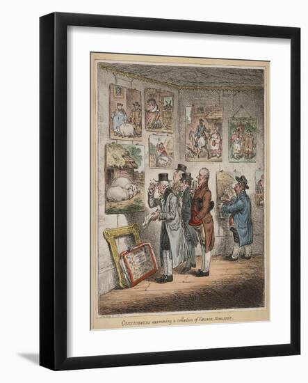 Connoisseurs Examining a Collection of George Morland’S, Published by Hannah Humphrey, 1807-James Gillray-Framed Giclee Print