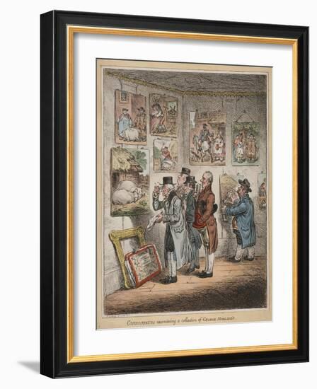 Connoisseurs Examining a Collection of George Morland’S, Published by Hannah Humphrey, 1807-James Gillray-Framed Giclee Print