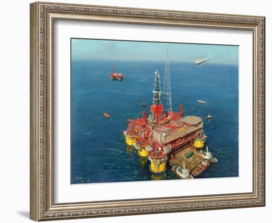 Conoco's- Mating- Hutton Tension Leg Platform 1984-Terence Cuneo-Framed Giclee Print