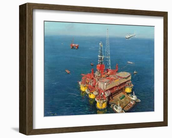 Conoco's- Mating- Hutton Tension Leg Platform 1984-Terence Cuneo-Framed Giclee Print