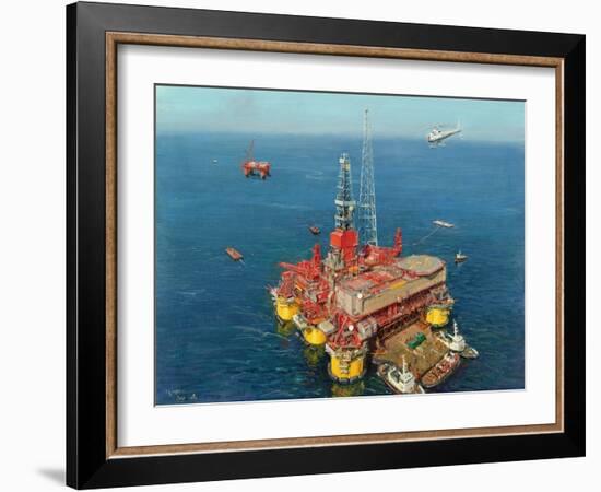 Conoco's- Mating- Hutton Tension Leg Platform 1984-Terence Cuneo-Framed Giclee Print