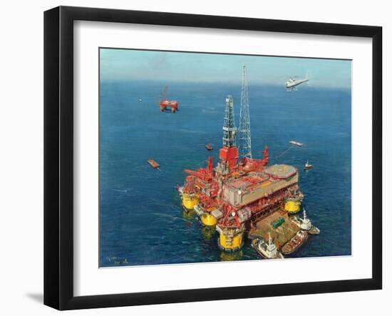Conoco's- Mating- Hutton Tension Leg Platform 1984-Terence Cuneo-Framed Giclee Print
