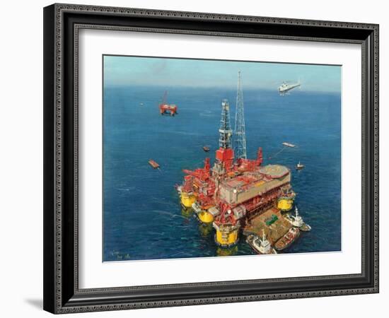 Conoco's- Mating- Hutton Tension Leg Platform 1984-Terence Cuneo-Framed Giclee Print