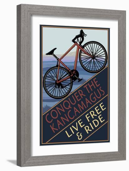 Conquer the Kancamagus, New Hampshire - Mountain Bike-Lantern Press-Framed Art Print