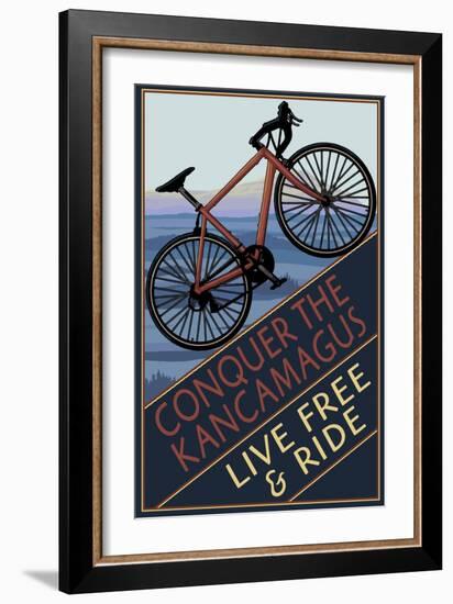 Conquer the Kancamagus, New Hampshire - Mountain Bike-Lantern Press-Framed Art Print