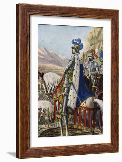 Conquete of the Milanese: “” the King of France Francois I (1494-1547) Crossed the Alps by the Silv-Tancredi Scarpelli-Framed Giclee Print