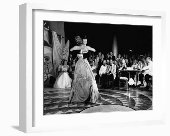 Conrad N. Hilton Hugging Mary Martin at Night Club, in the New Hotel's Ballroom-Yale Joel-Framed Photographic Print