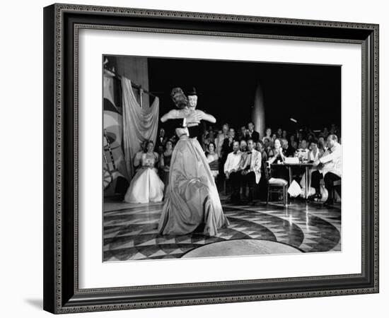 Conrad N. Hilton Hugging Mary Martin at Night Club, in the New Hotel's Ballroom-Yale Joel-Framed Photographic Print