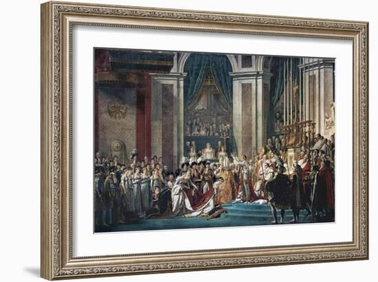 Consecration of the Emperor Napoleon and the Coronation of the Empress Josephine by Pope Pius VII-Jacques-Louis David-Framed Art Print