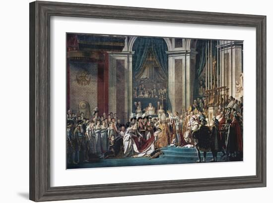 Consecration of the Emperor Napoleon and the Coronation of the Empress Josephine by Pope Pius VII-Jacques-Louis David-Framed Art Print