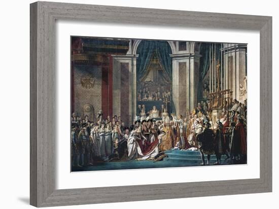 Consecration of the Emperor Napoleon and the Coronation of the Empress Josephine by Pope Pius VII-Jacques-Louis David-Framed Art Print