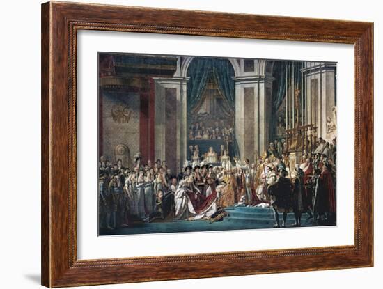 Consecration of the Emperor Napoleon and the Coronation of the Empress Josephine by Pope Pius VII-Jacques-Louis David-Framed Art Print